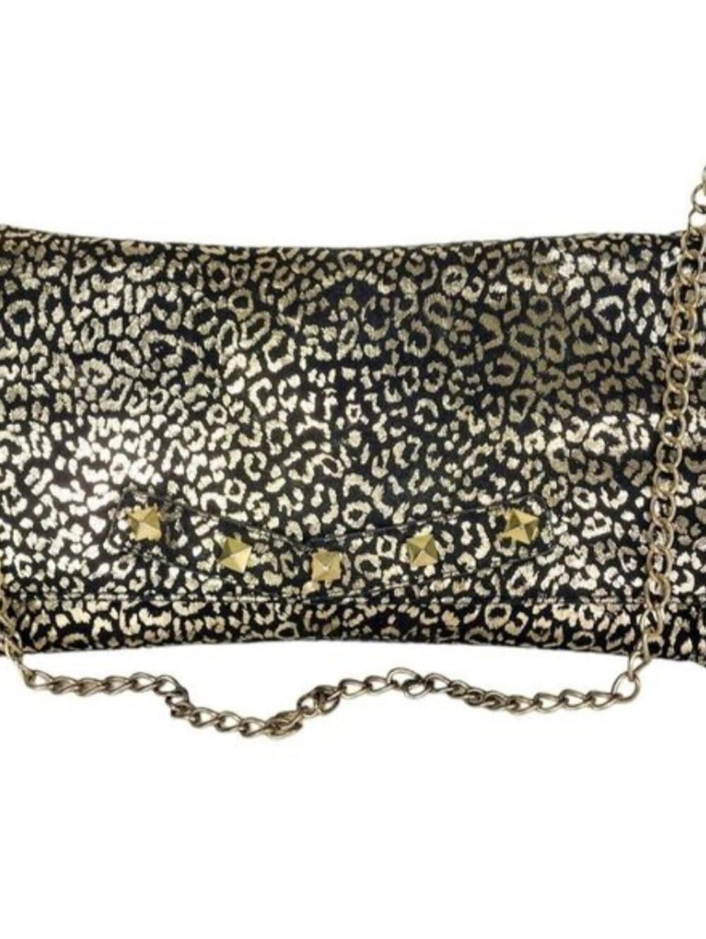 Betsey Johnson Metallic Studded Animal Print Large Envelope Clutch Bag Purse